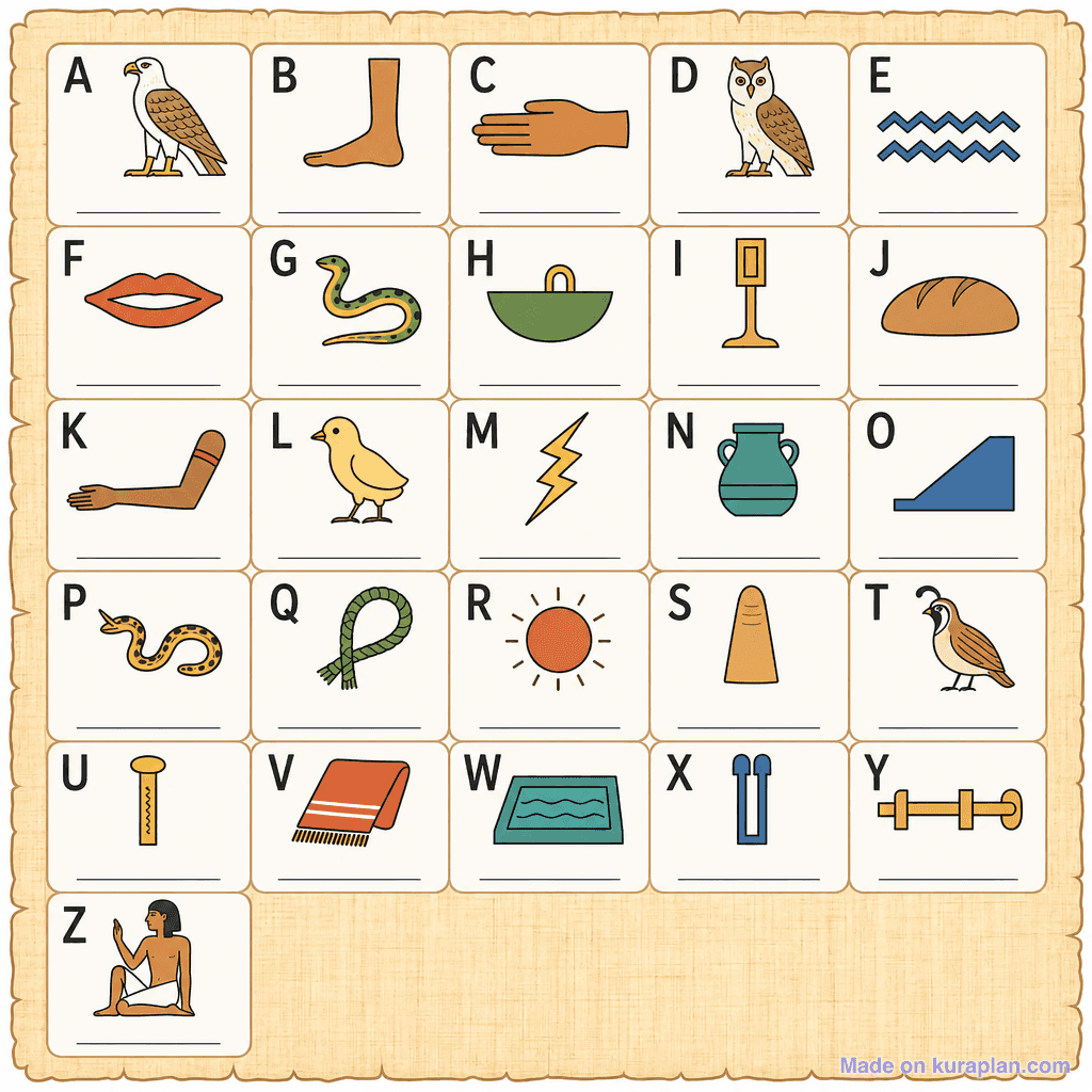 Egyptian Hieroglyphic Alphabet (simple, unlabeled)