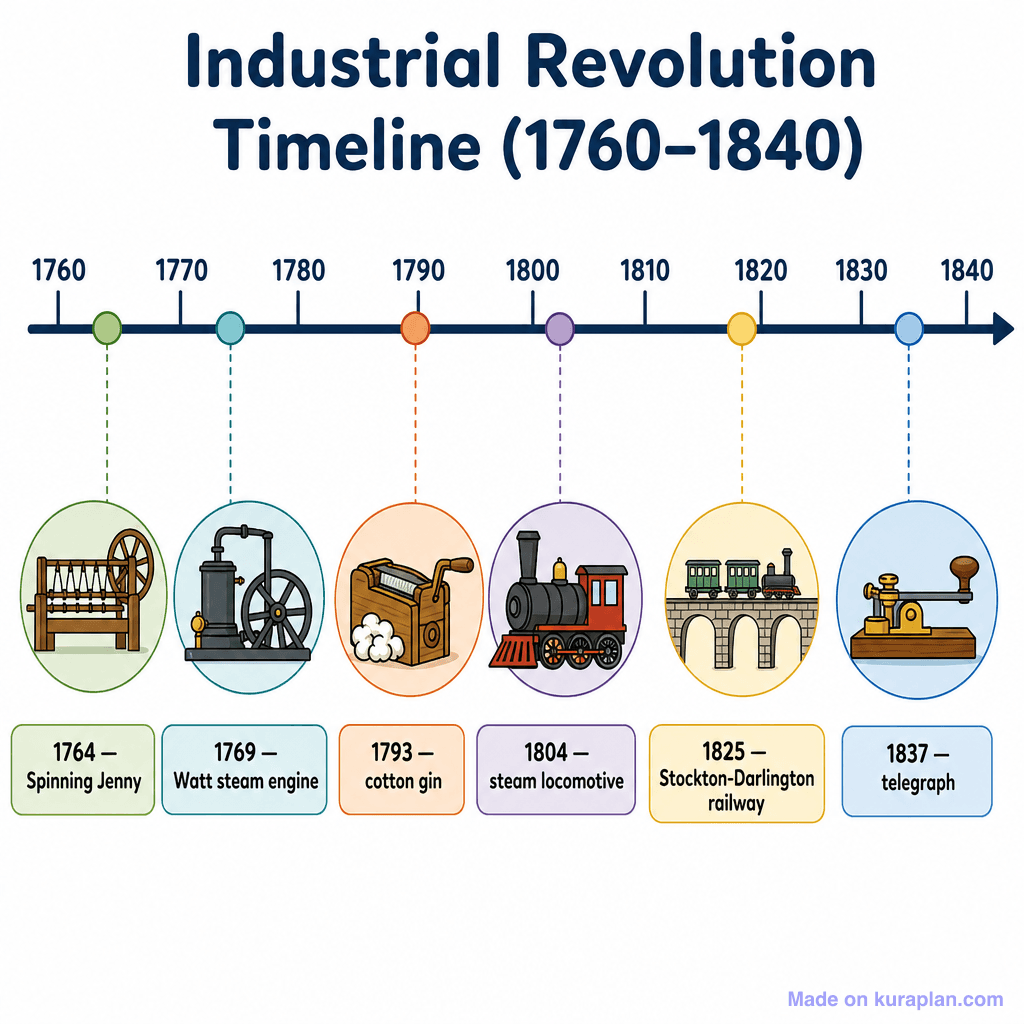 Industrial Revolution Timeline (1760–1840) (simple)