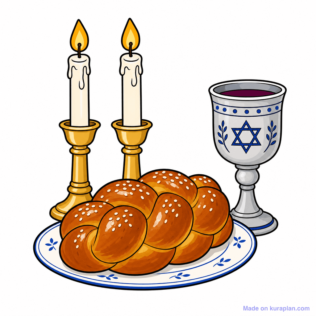Jewish Shabbat Candles Challah