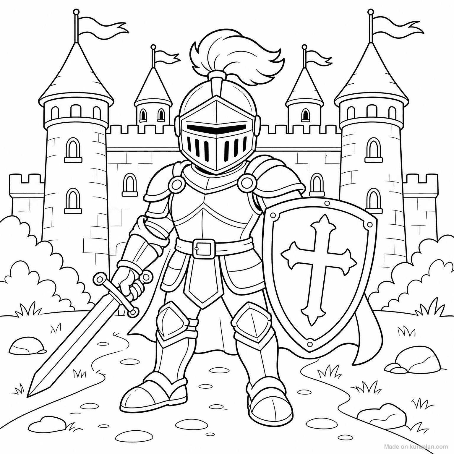 Knight in Shining Armor — Coloring Page