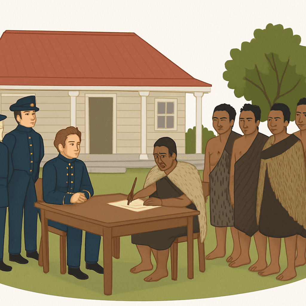 Treaty of Waitangi signing scene
