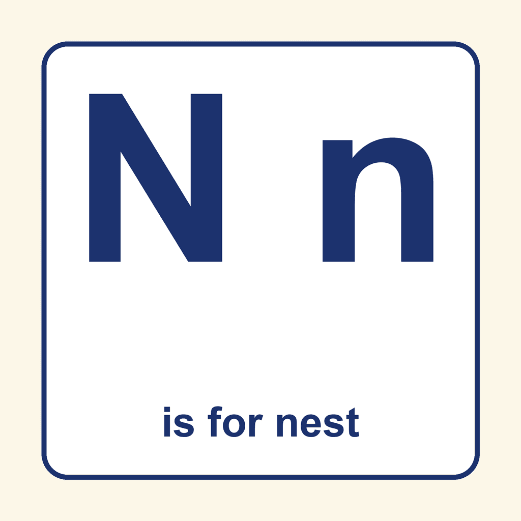 Letter Card — Nn (nest)