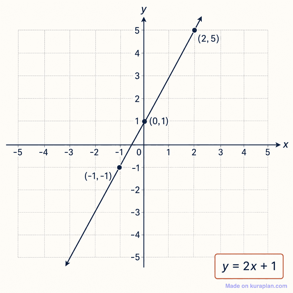 Linear equation graph y = 2x + 1