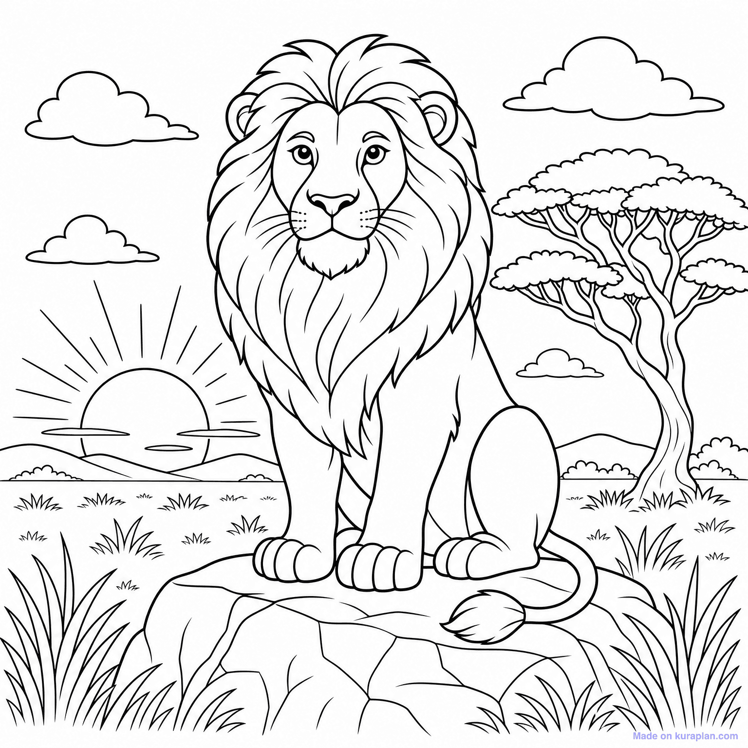 Lion King with Mane — Coloring Page