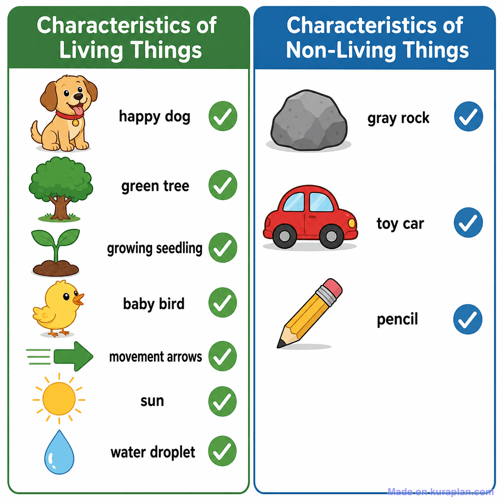 Characteristics of Living vs Non-Living Things (simple)