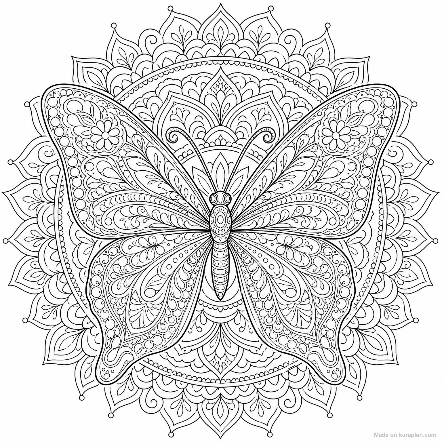 Butterfly Mandala — Coloring Page