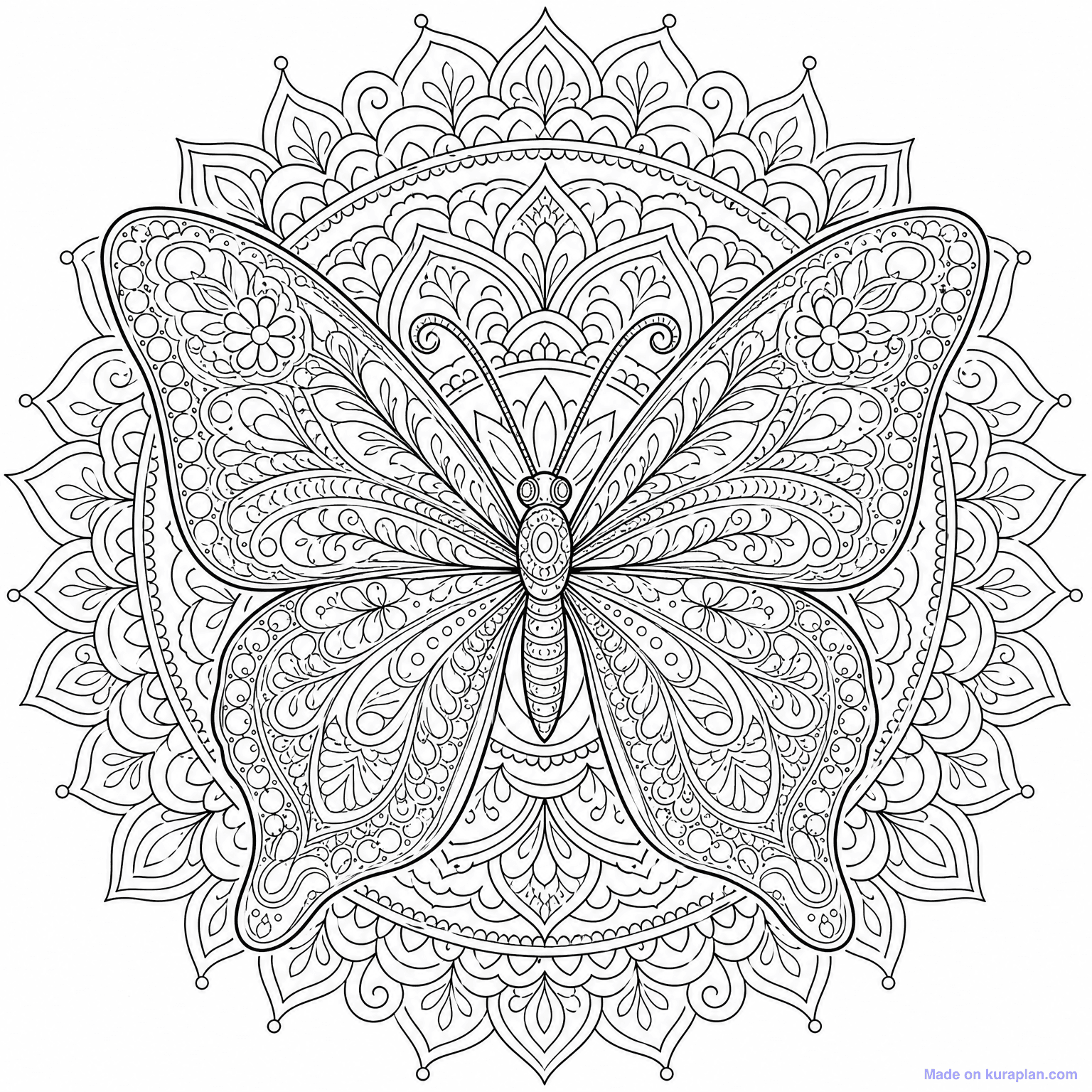 Butterfly Mandala — Coloring Page
