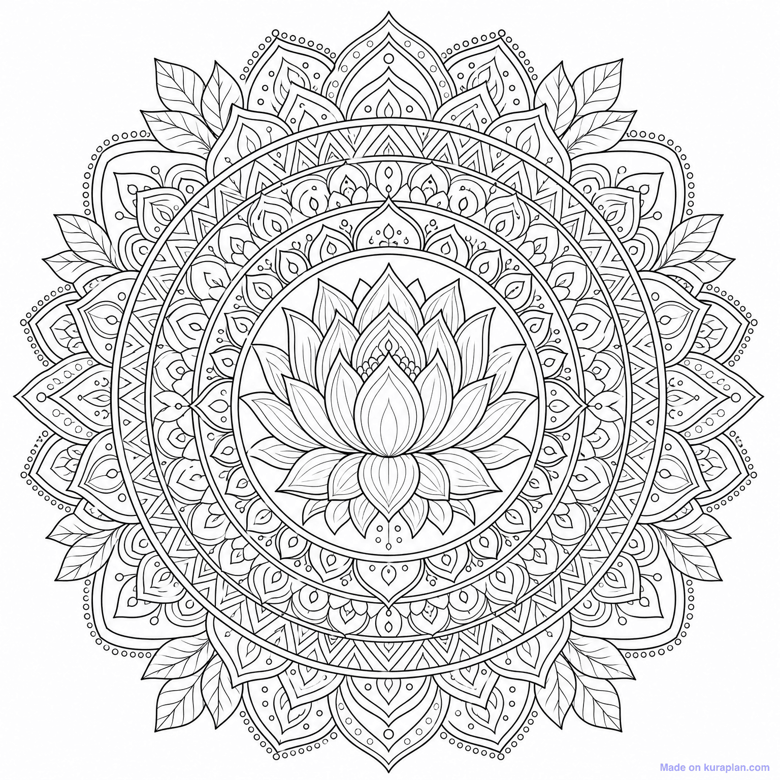 Lotus Flower Mandala — Coloring Page