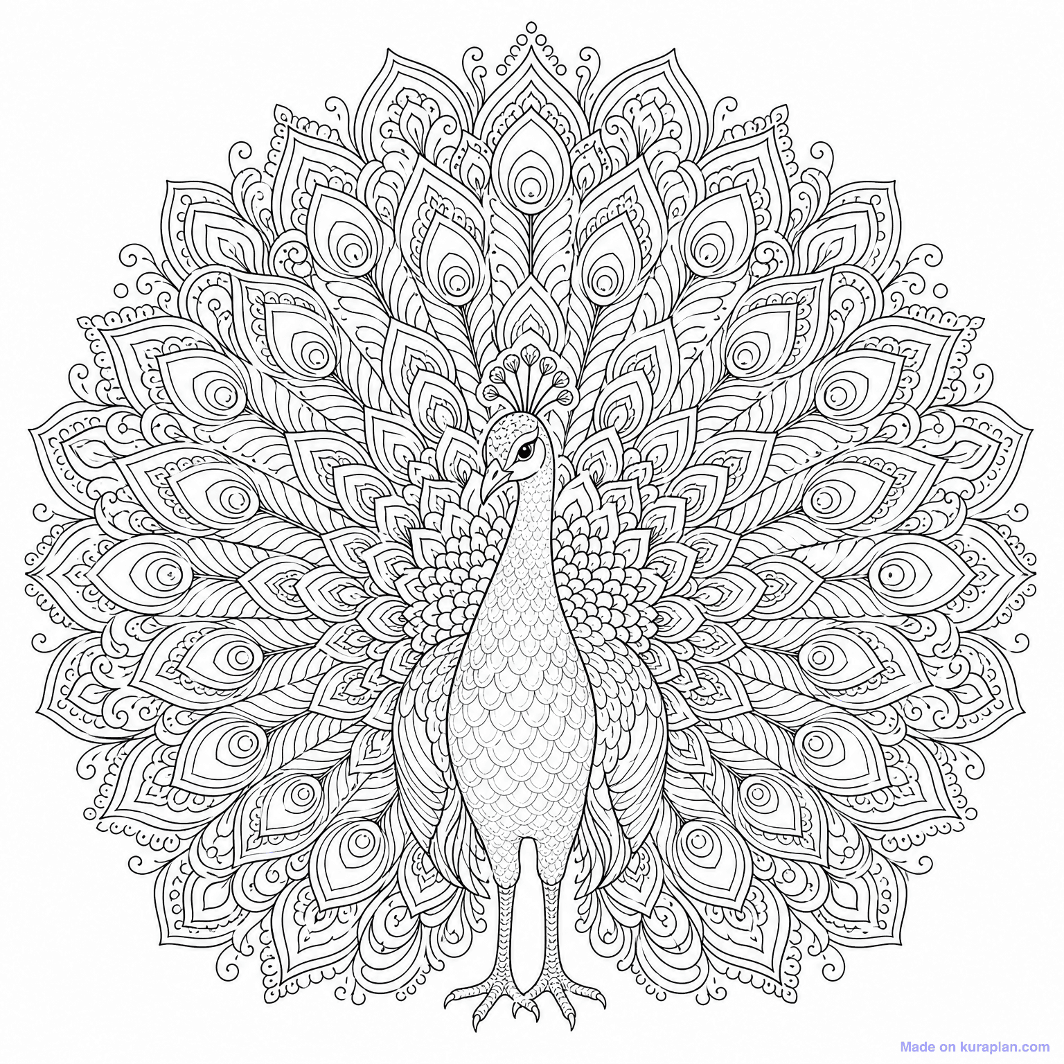 Peacock Mandala — Coloring Page