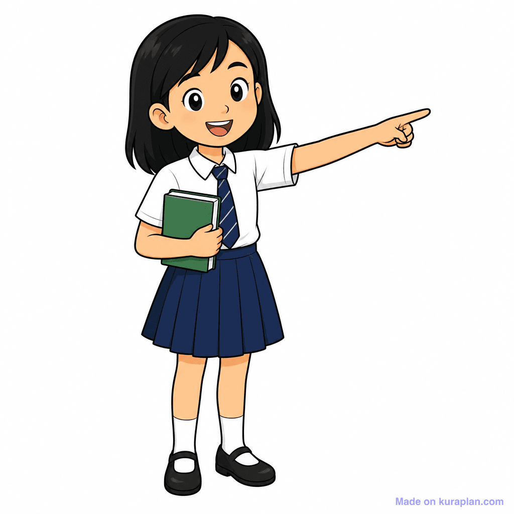 Mascot Kid Asian Pointing