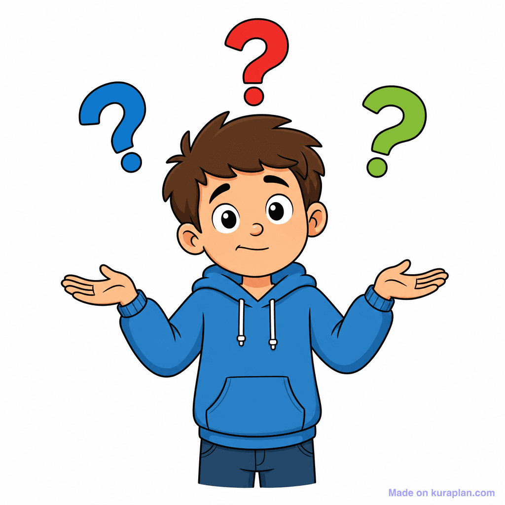 Mascot Kid Confused Question Marks
