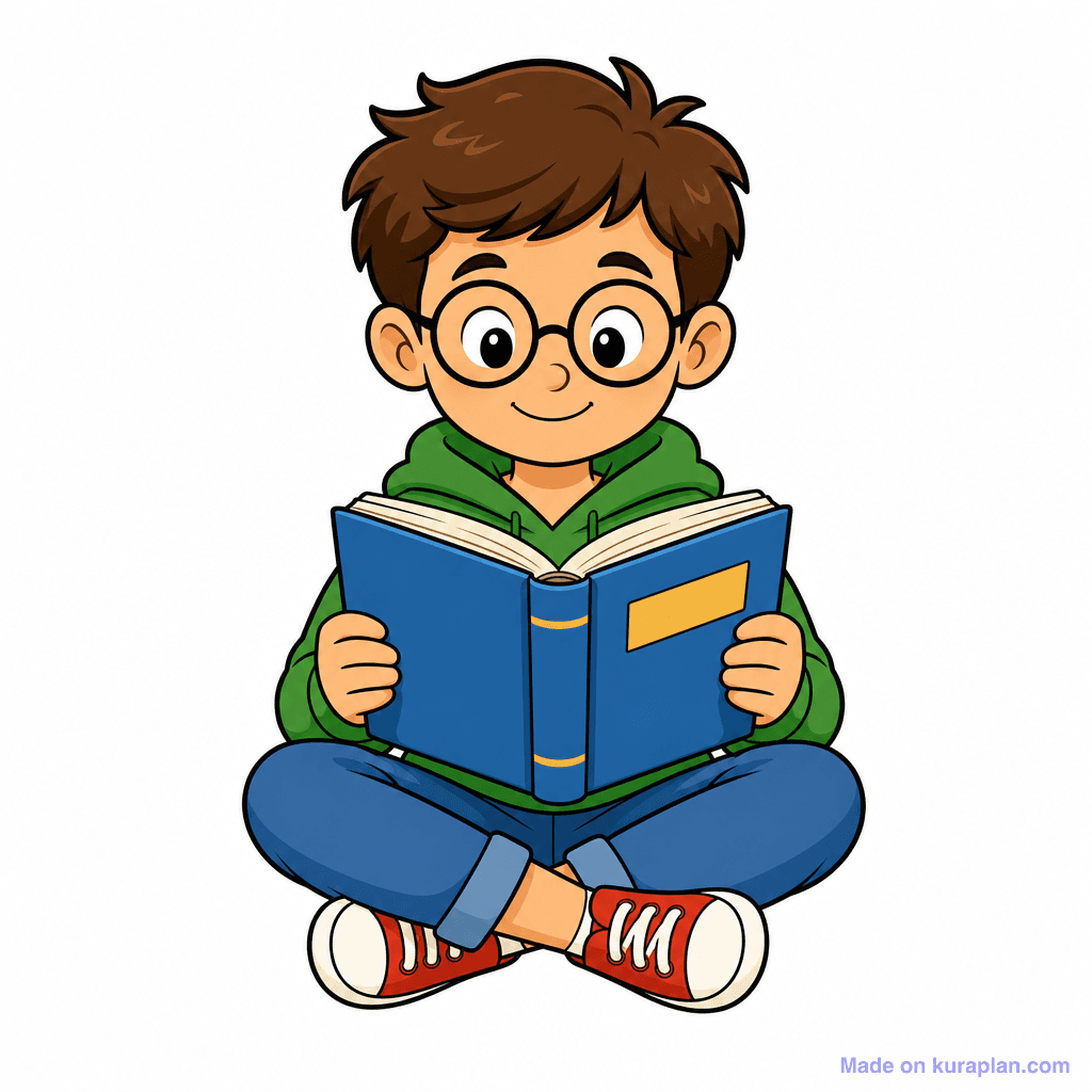 Mascot Kid Glasses Reading