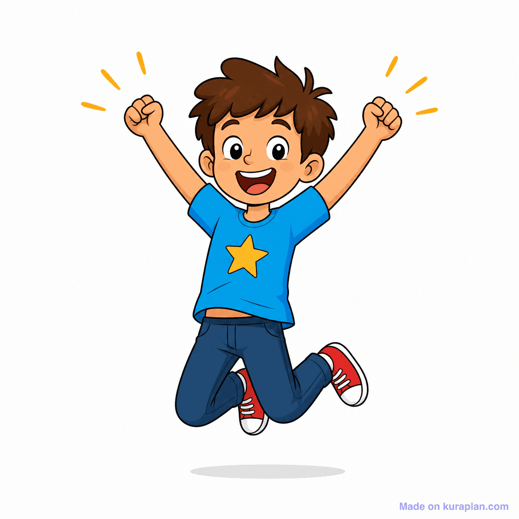 Mascot Kid Jumping Celebration
