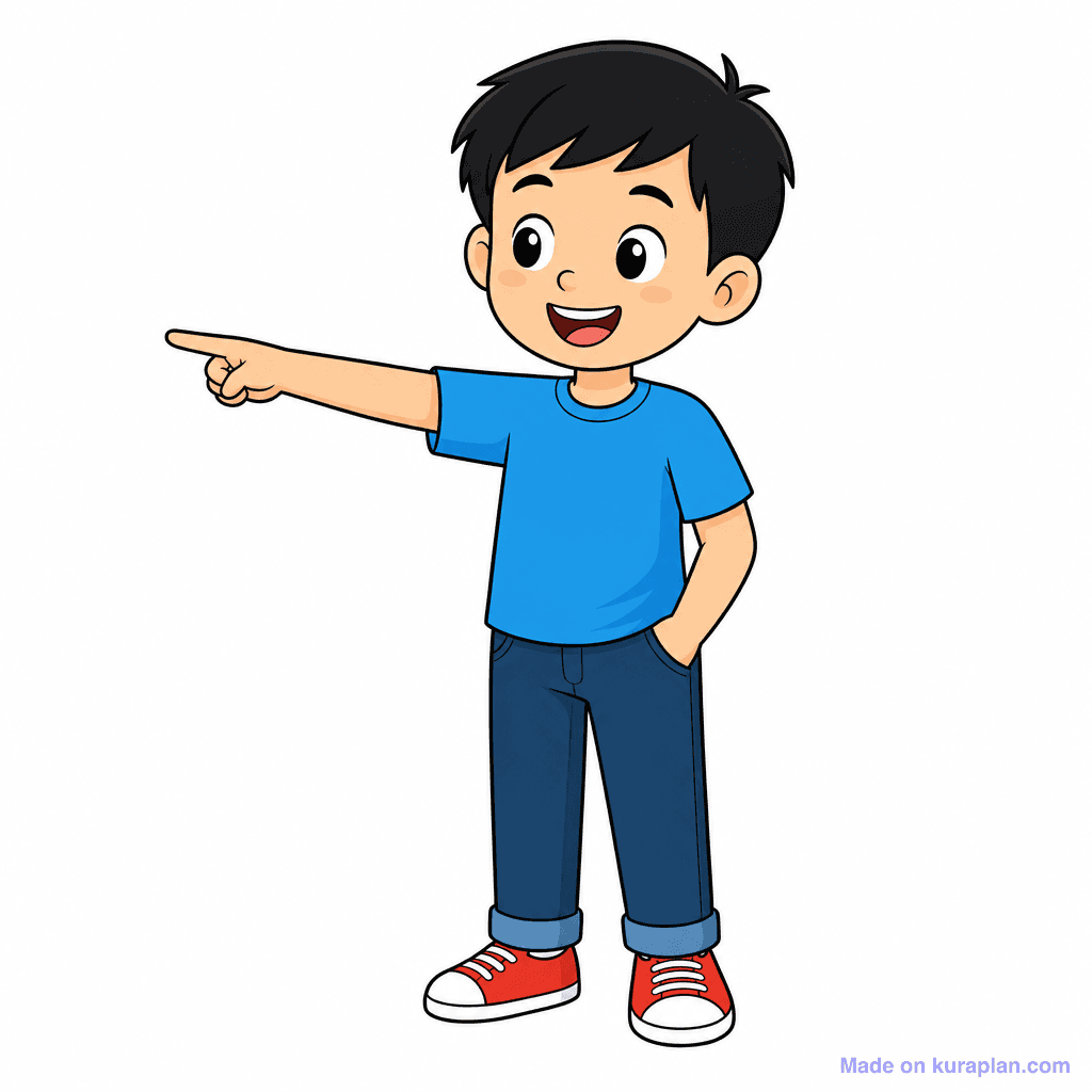 Mascot Kid Pointing Left