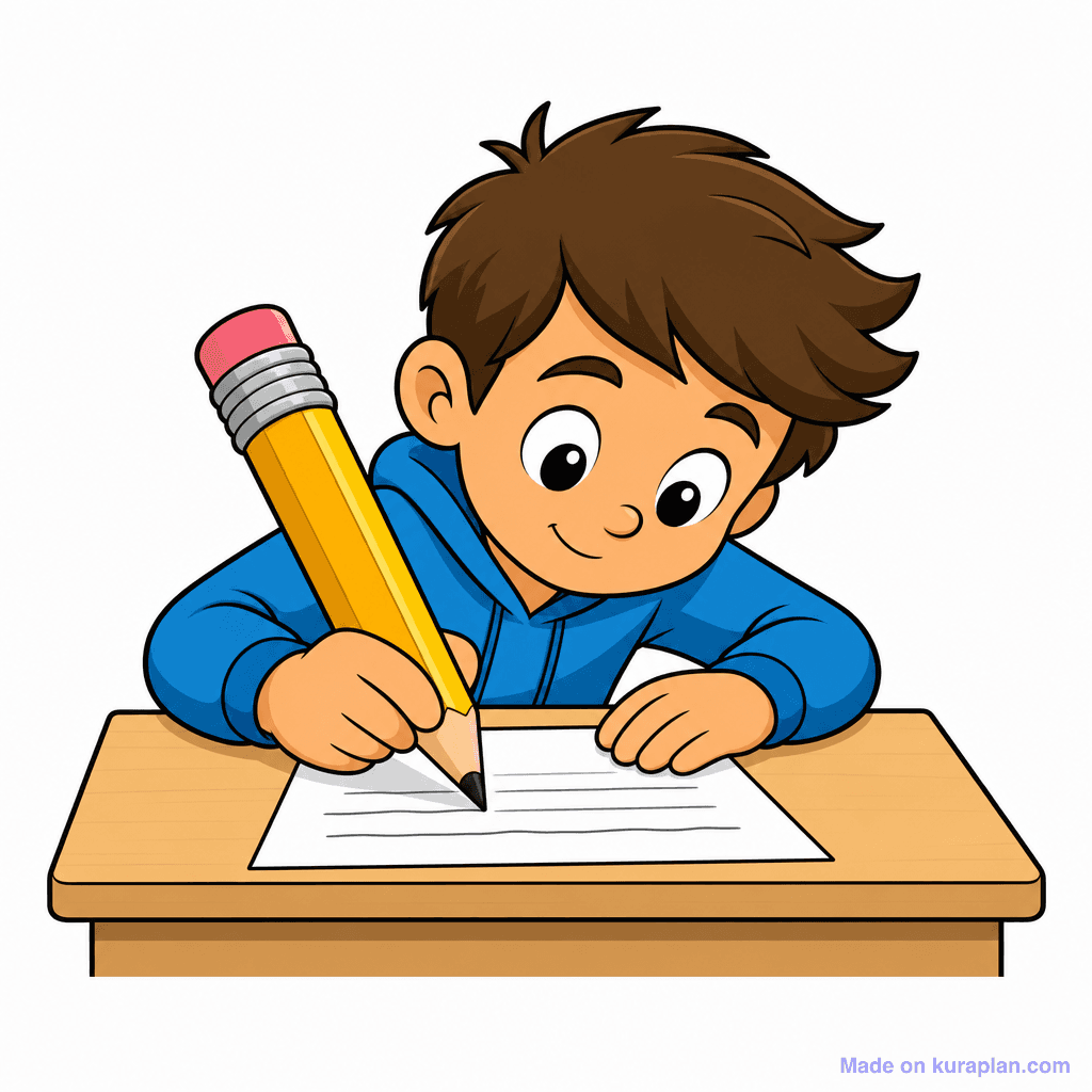 Mascot Kid Writing Pencil