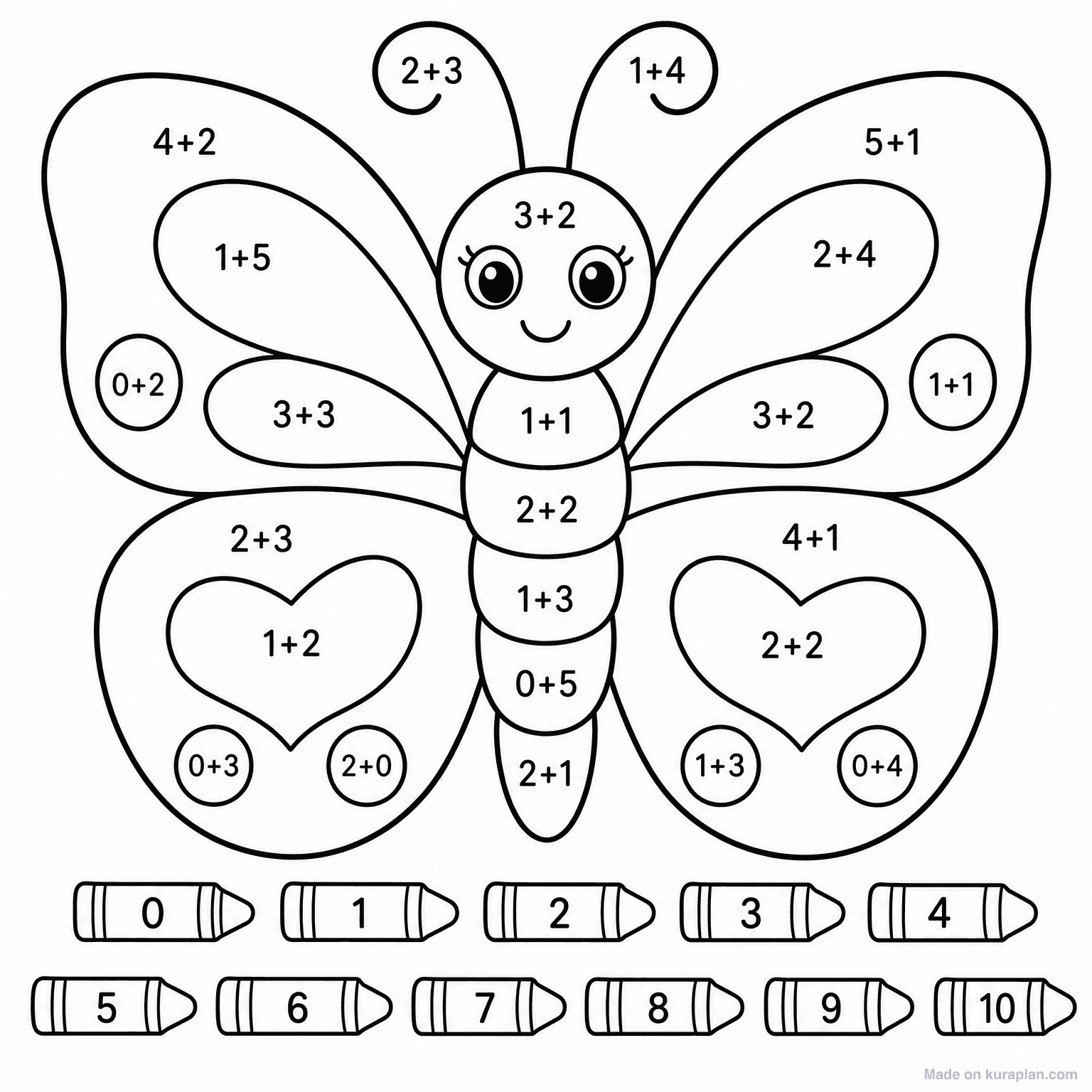 Color by Addition - Butterfly — Coloring Page