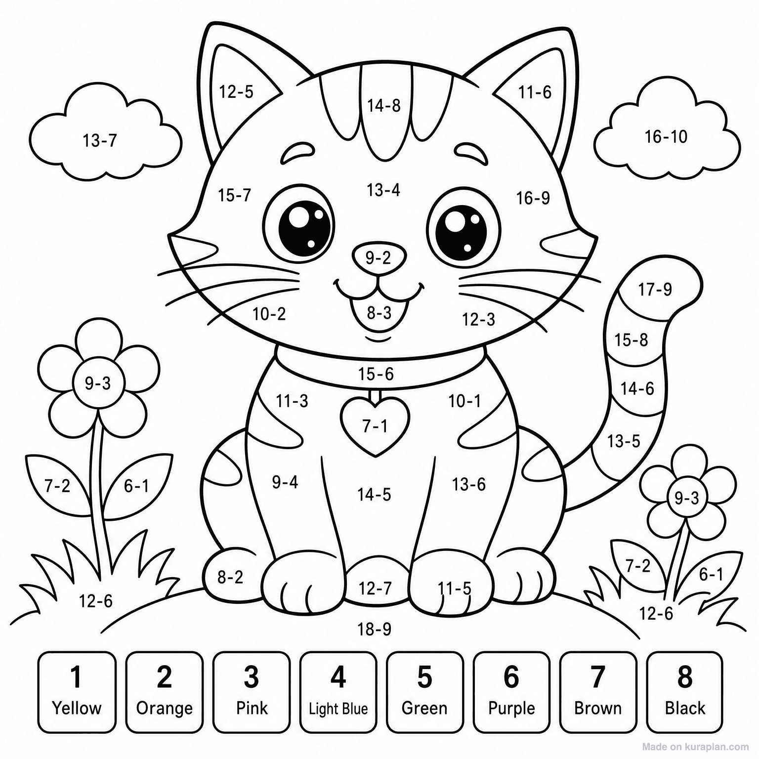 Color by Subtraction - Cat — Coloring Page