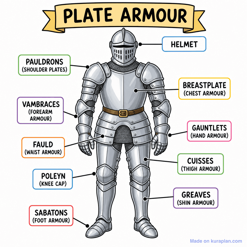 Medieval Knight Armour Labelled