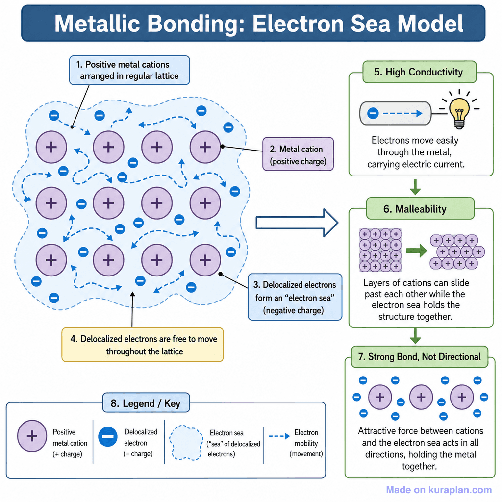 Metallic Bonding: Electron Sea Model (detailed)