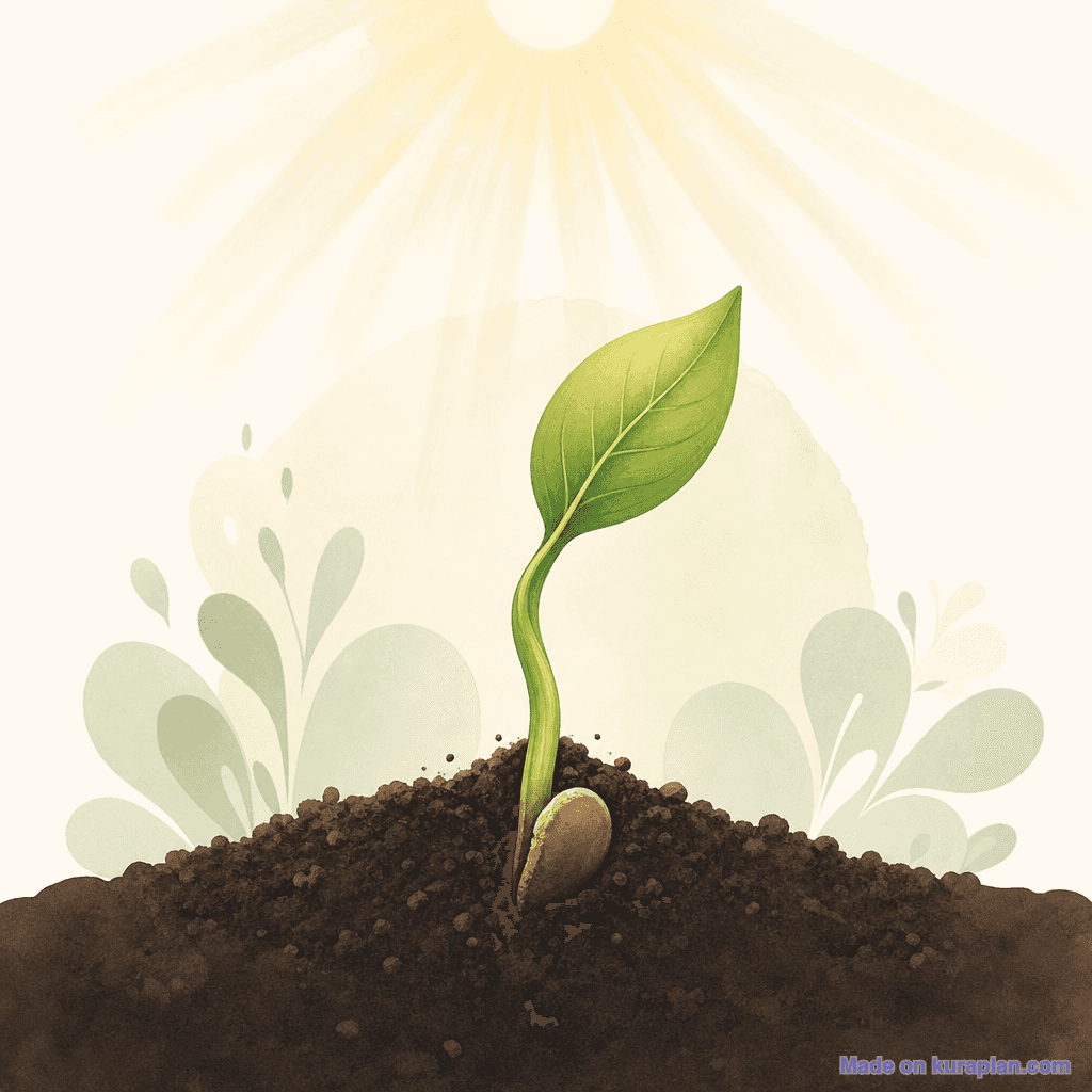 Seedling pushing through soil