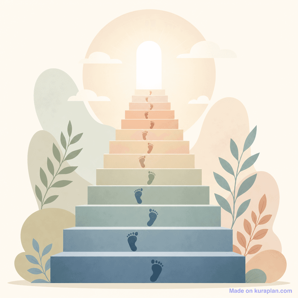 Staircase rising toward light