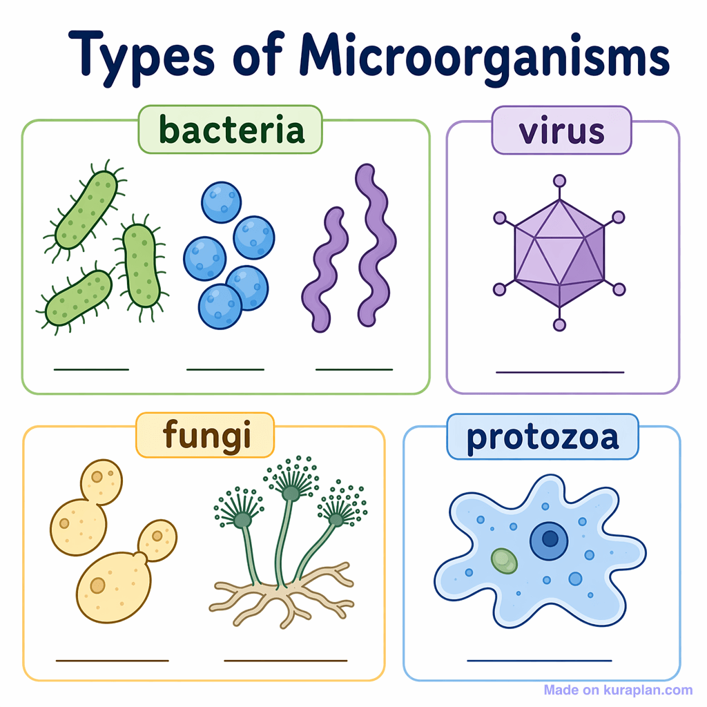 Types of Microorganisms (simple, unlabeled)