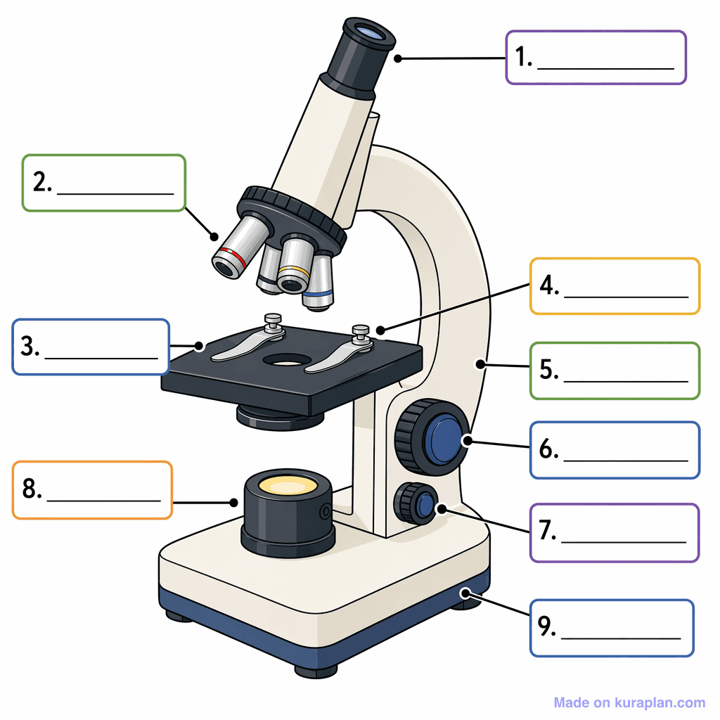 Parts of a Microscope (detailed, unlabeled)