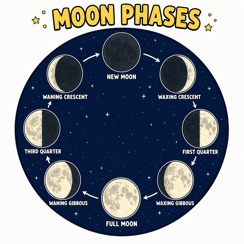 Moon Phases Poster (8 Phases)