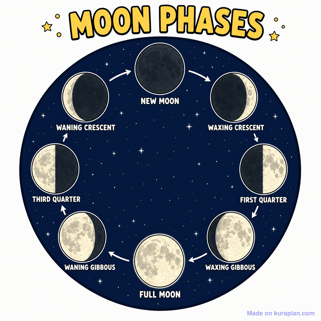 Moon Phases Poster (8 Phases)