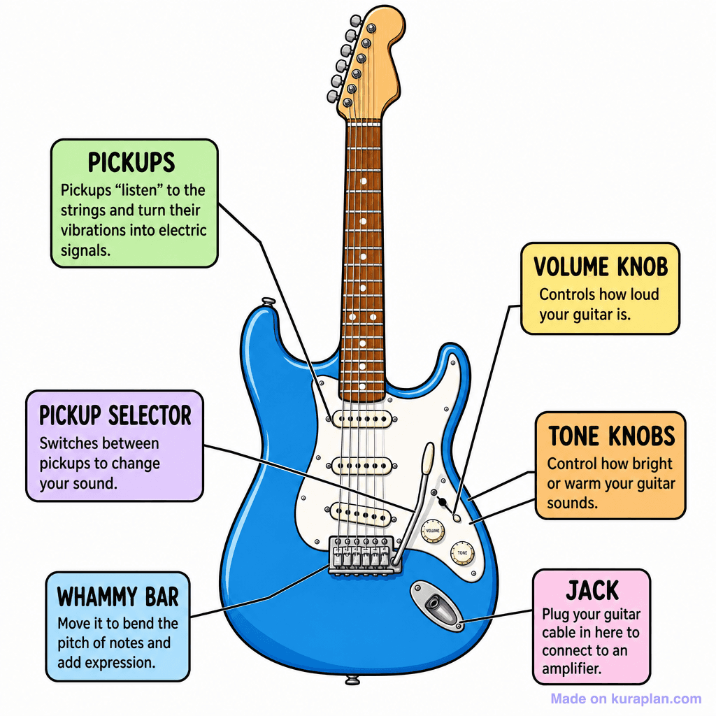 Music Electric Guitar Labelled