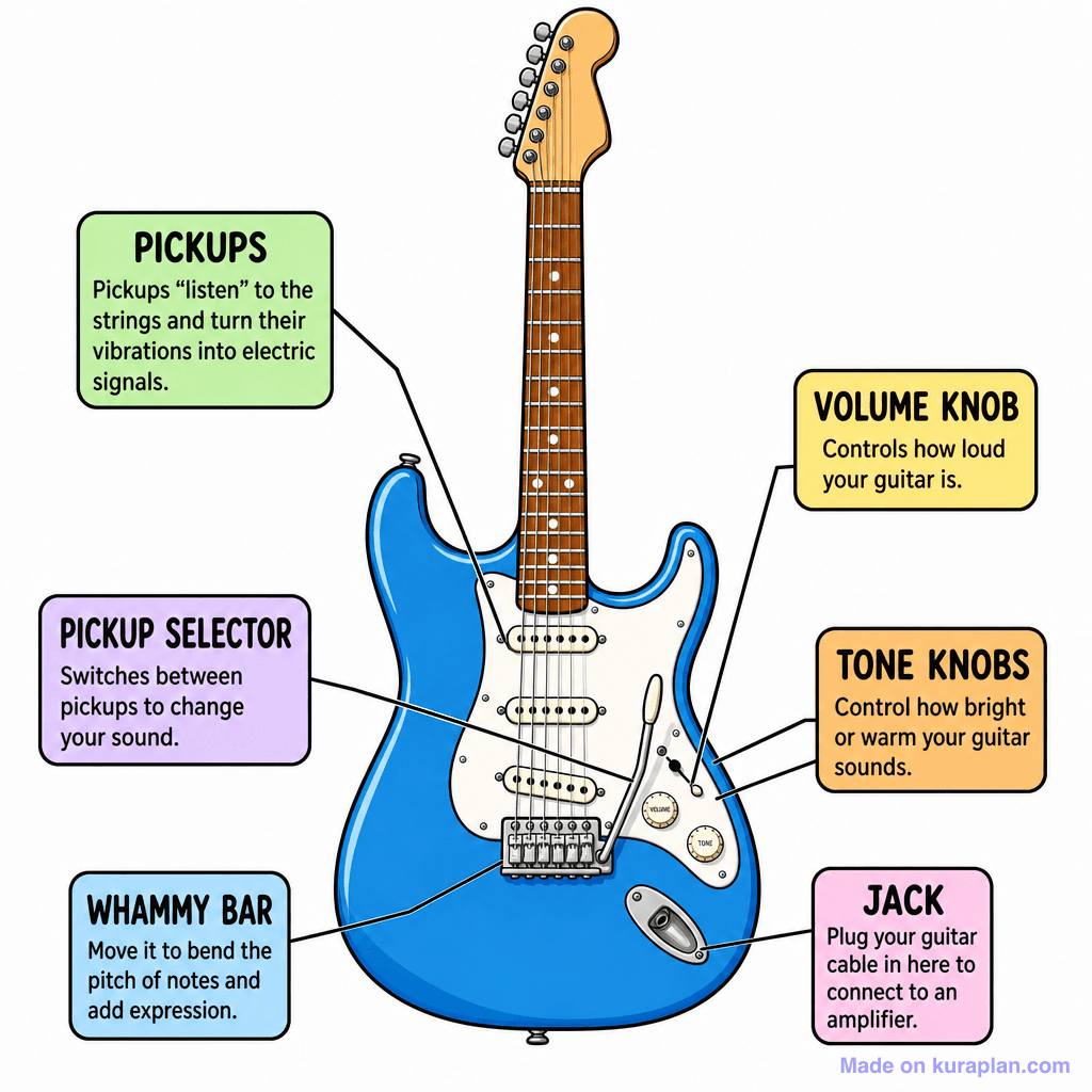Music Electric Guitar Labelled