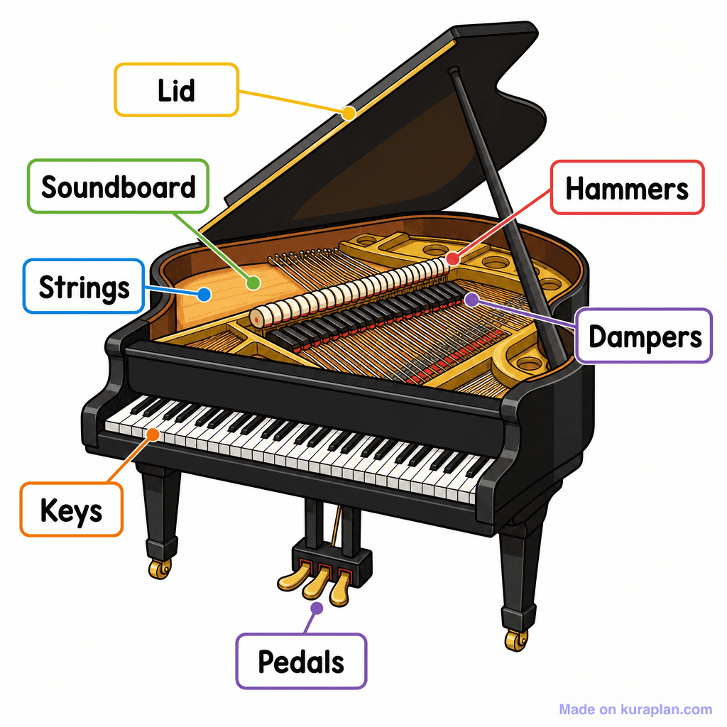 Music Grand Piano Labelled