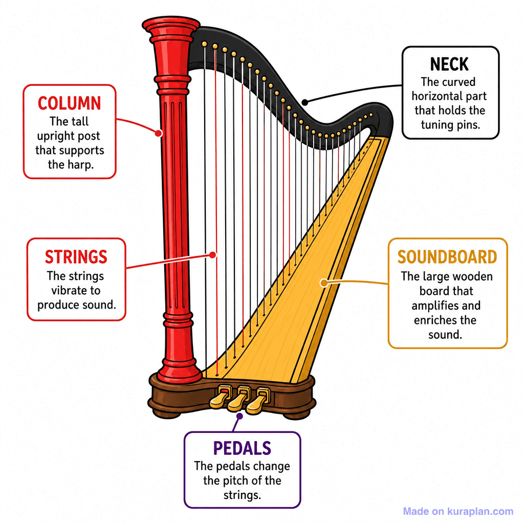 Music Harp Labelled