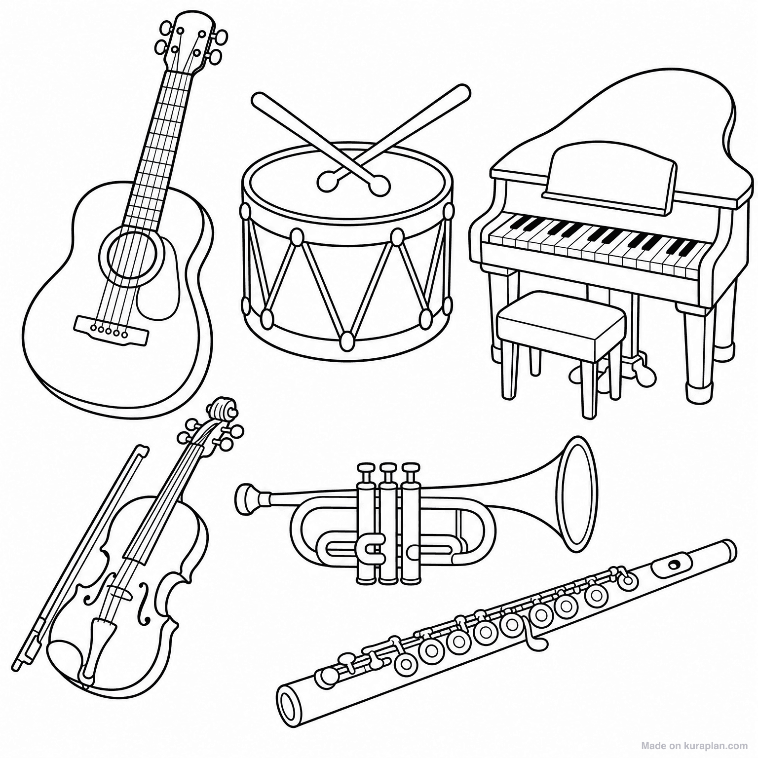 Music Instruments — Coloring Page