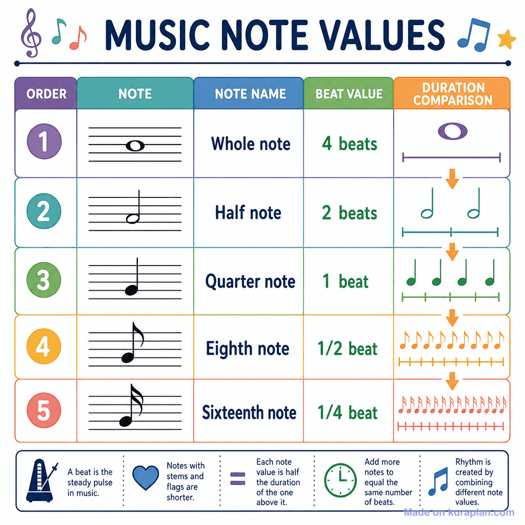 Music Note Values (detailed)