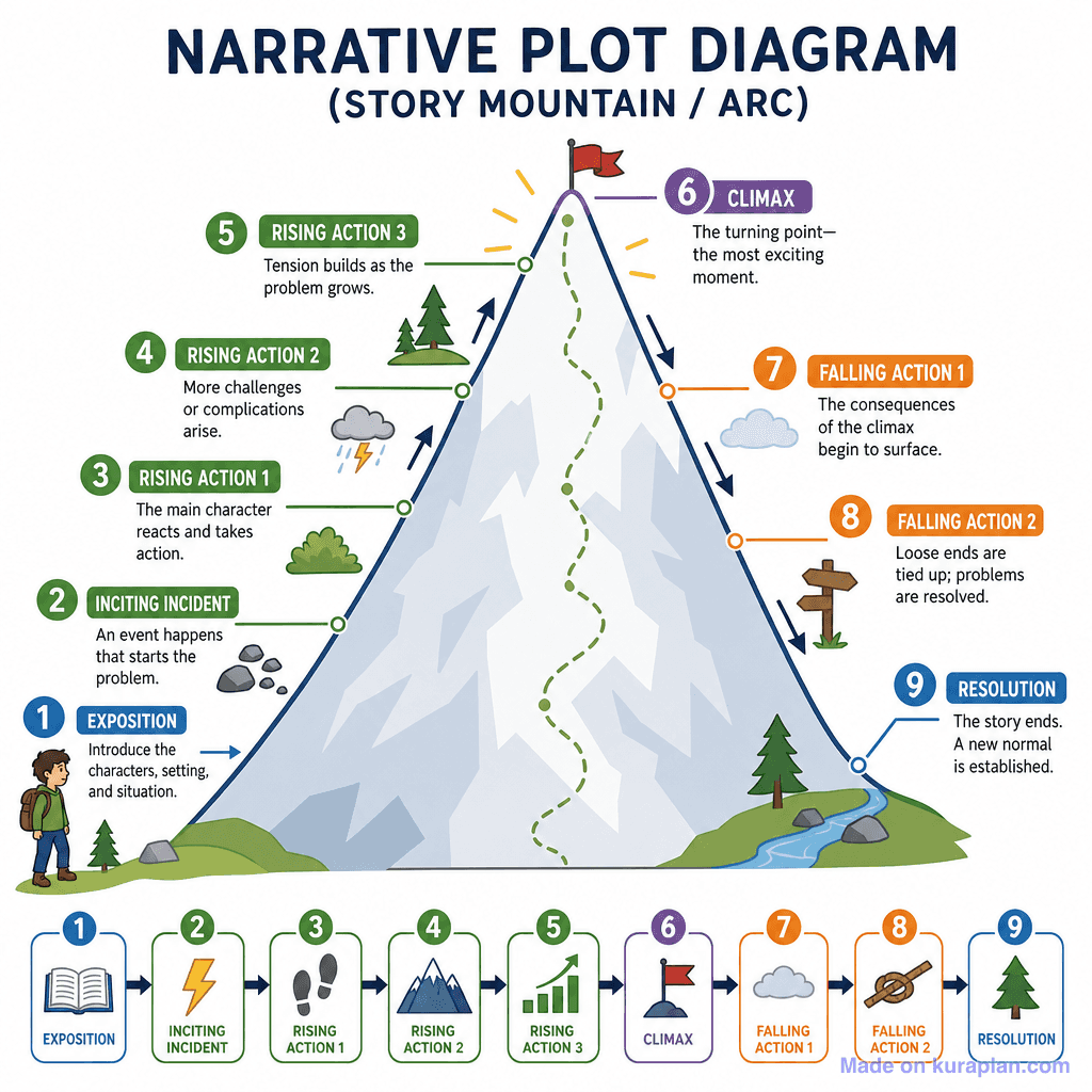 Narrative Plot Diagram (Story Mountain / Arc) (detailed)