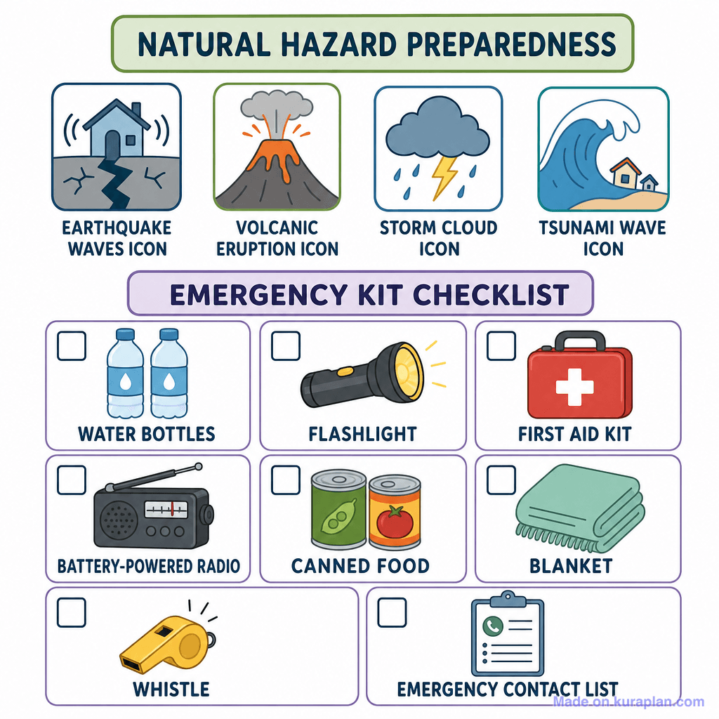Natural Hazard Preparedness & Emergency Kit (simple)