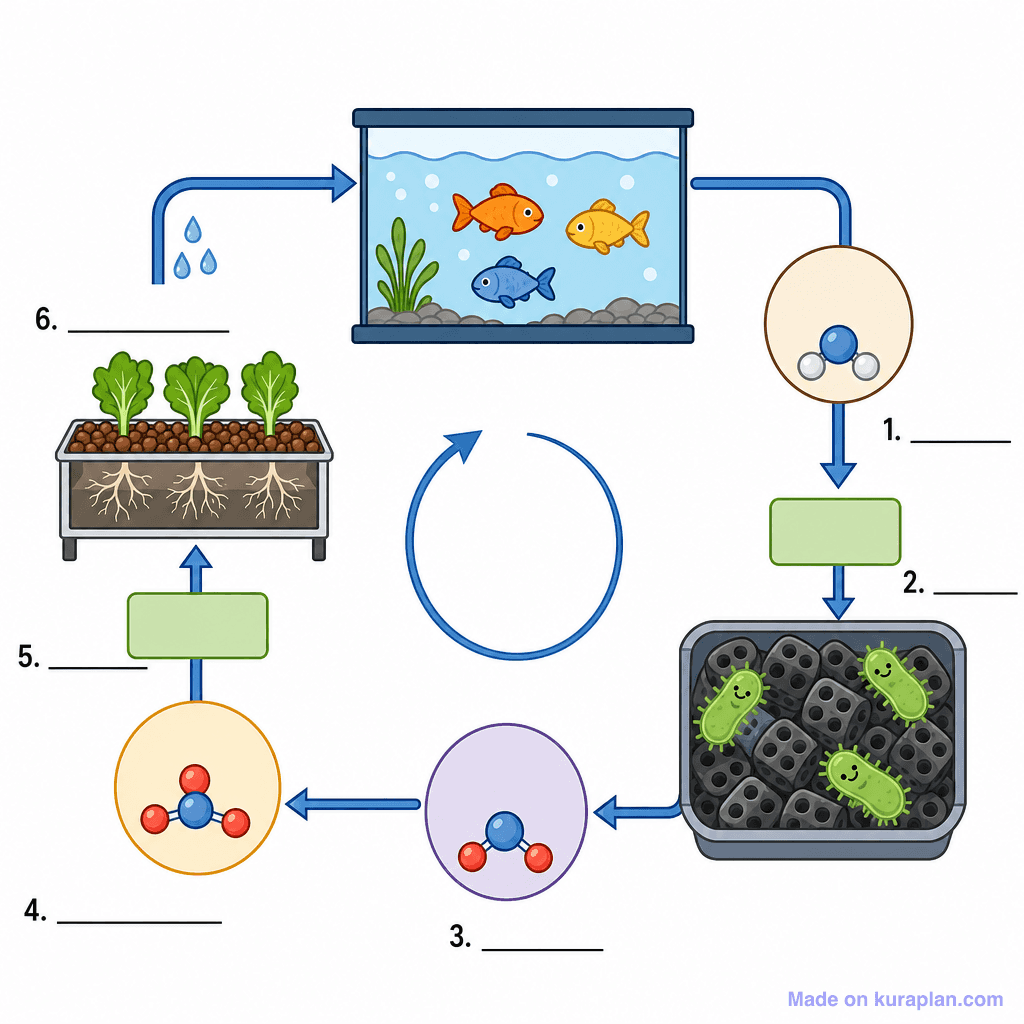 The Nitrogen Cycle in Aquaponics (simple, unlabeled)