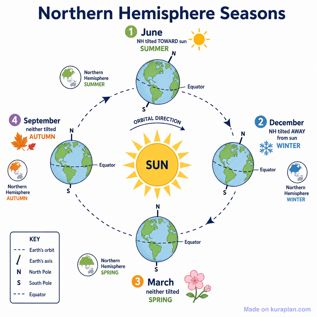 Seasons in the Northern Hemisphere (detailed)