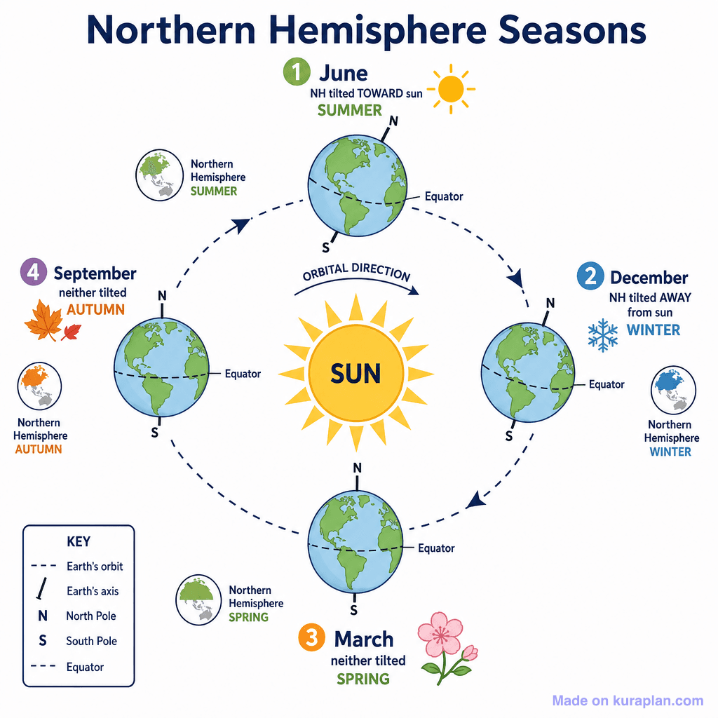Seasons in the Northern Hemisphere (detailed)