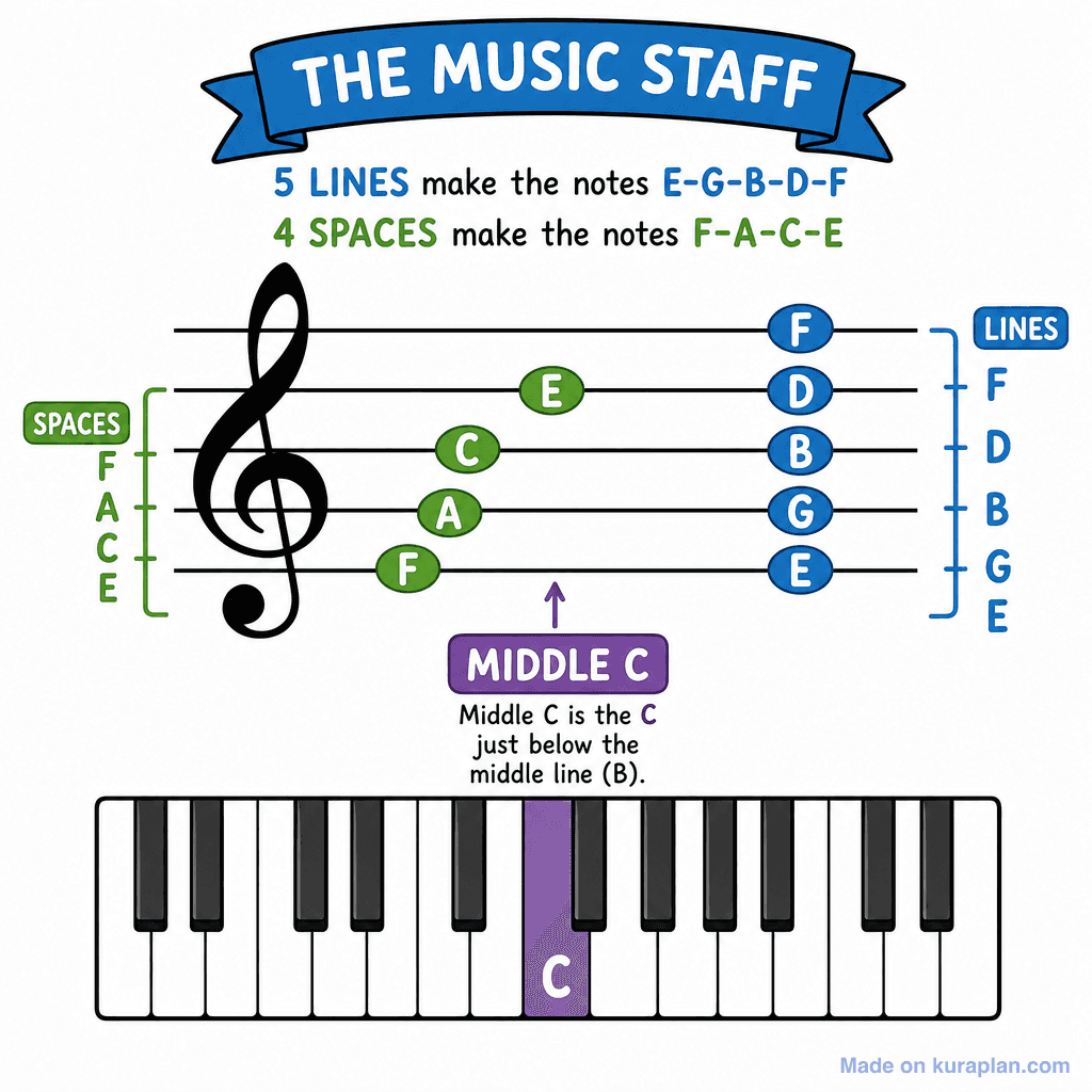 Notation Treble Notes On Stave