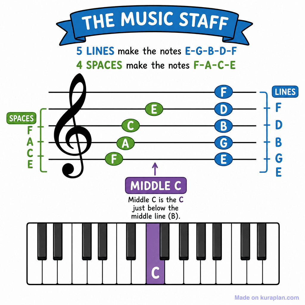 Notation Treble Notes On Stave