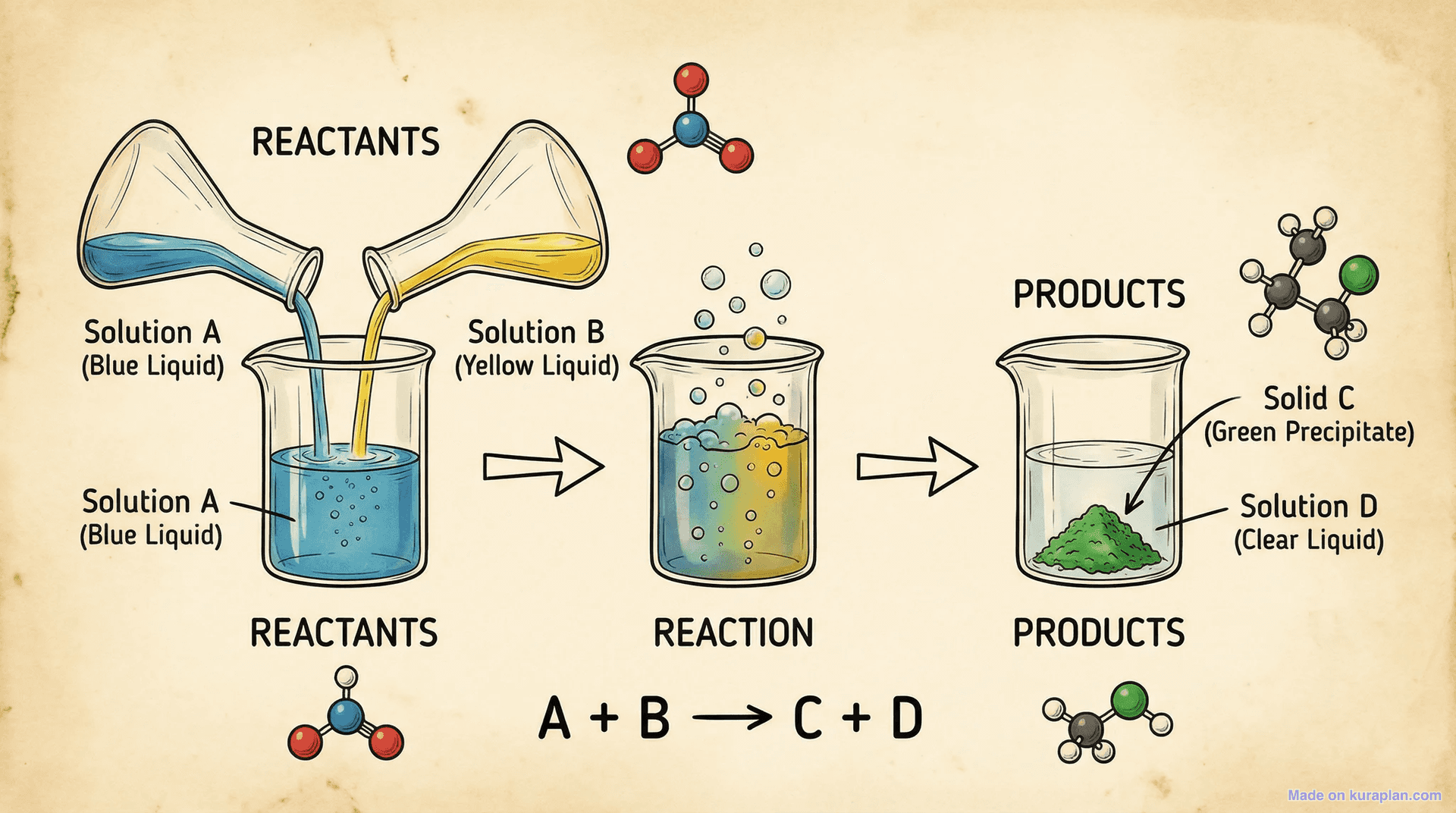 Chemical reaction diagram for chemistry education