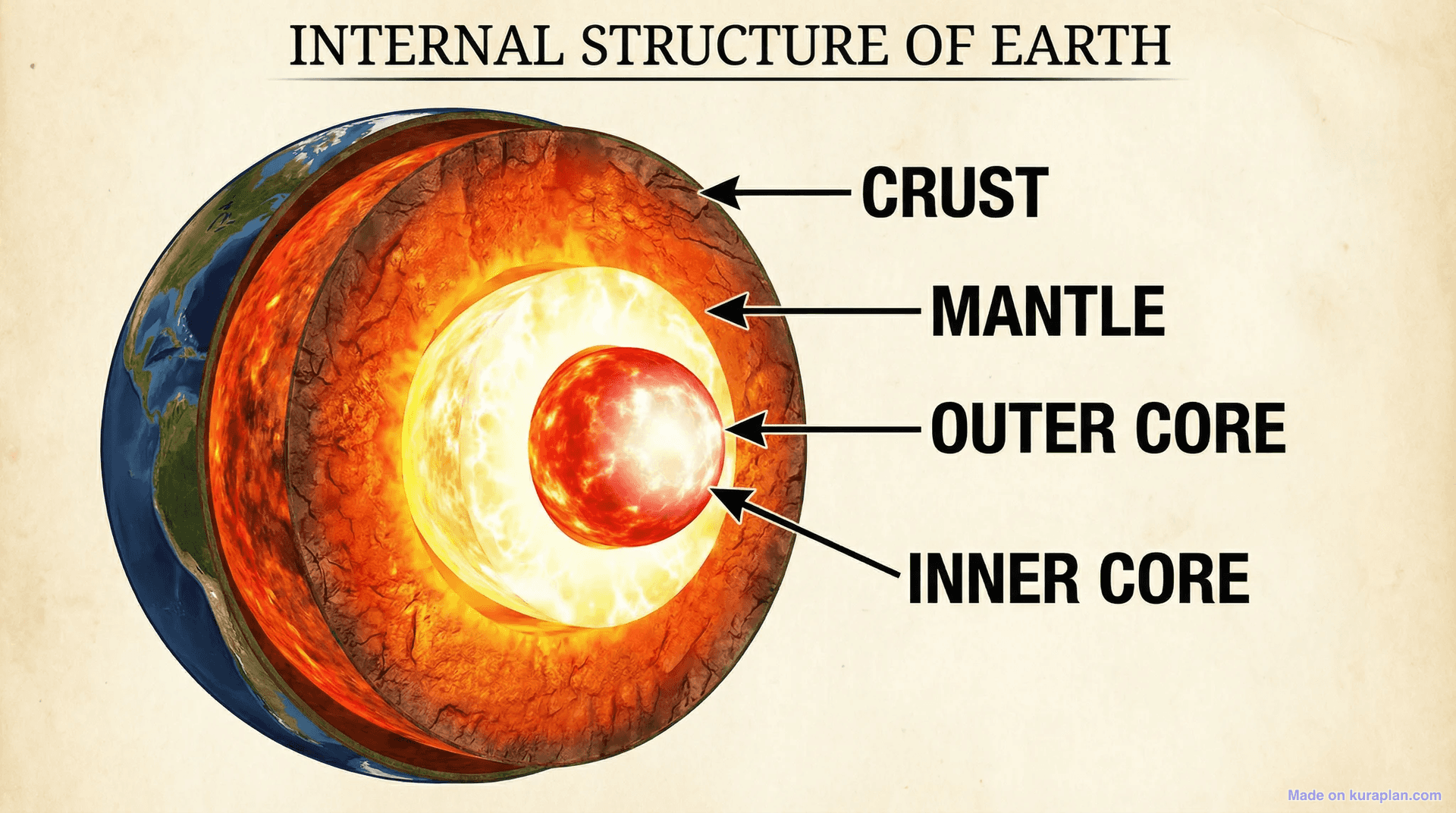 Earth's layers diagram for geology education