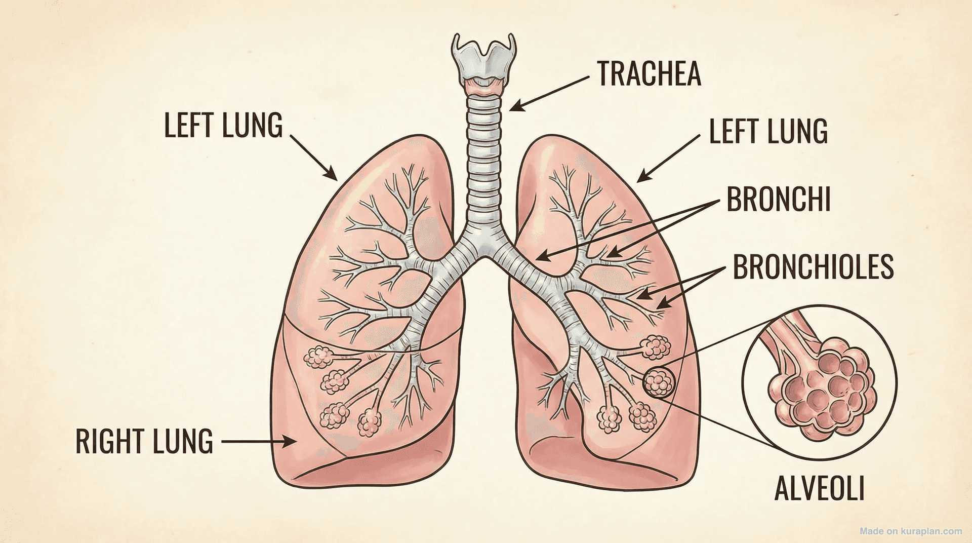 Human respiratory system diagram for biology education