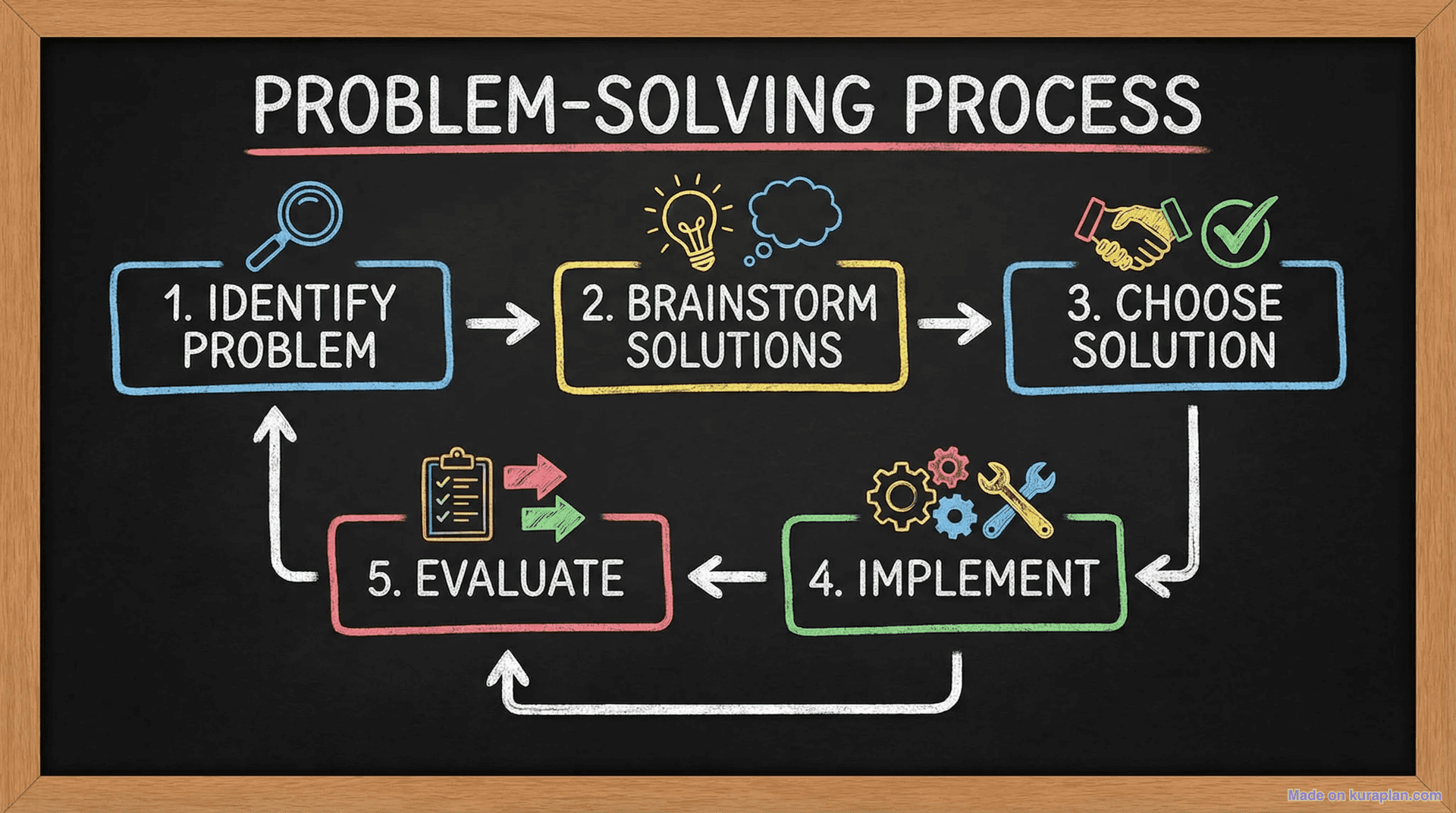 Problem solving steps flowchart for education