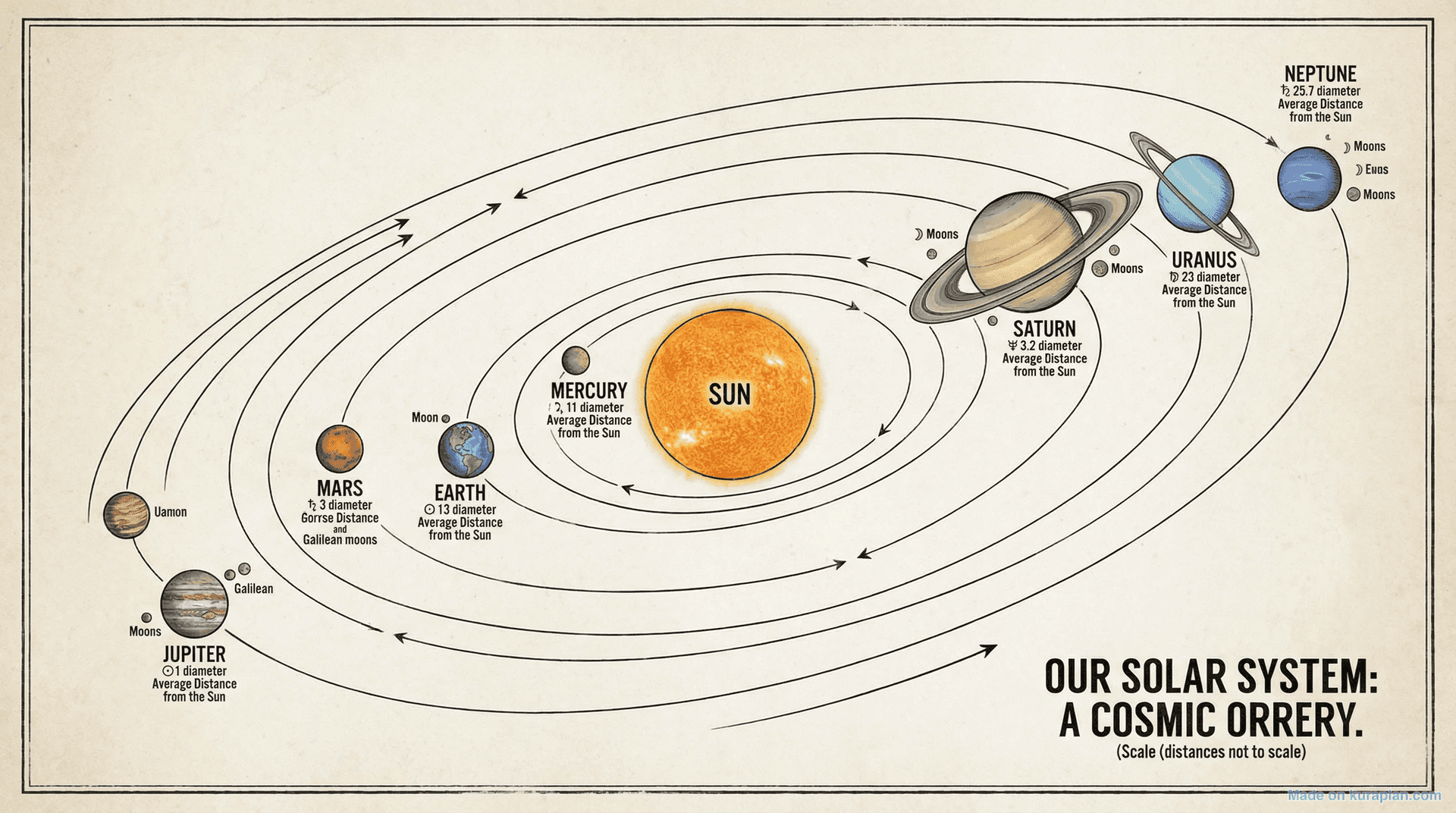 Solar system diagram for astronomy presentations