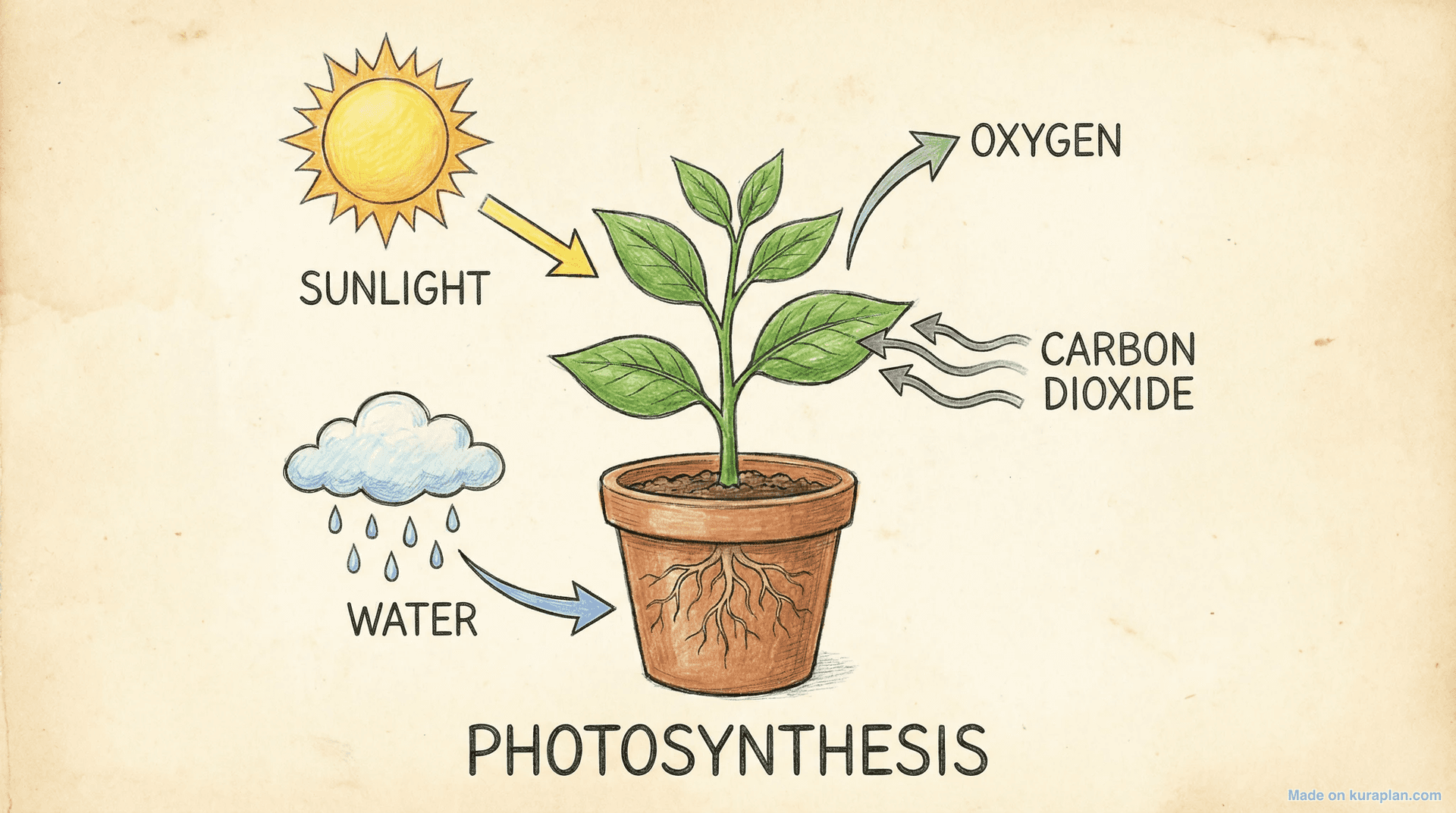Photosynthesis process diagram for biology education