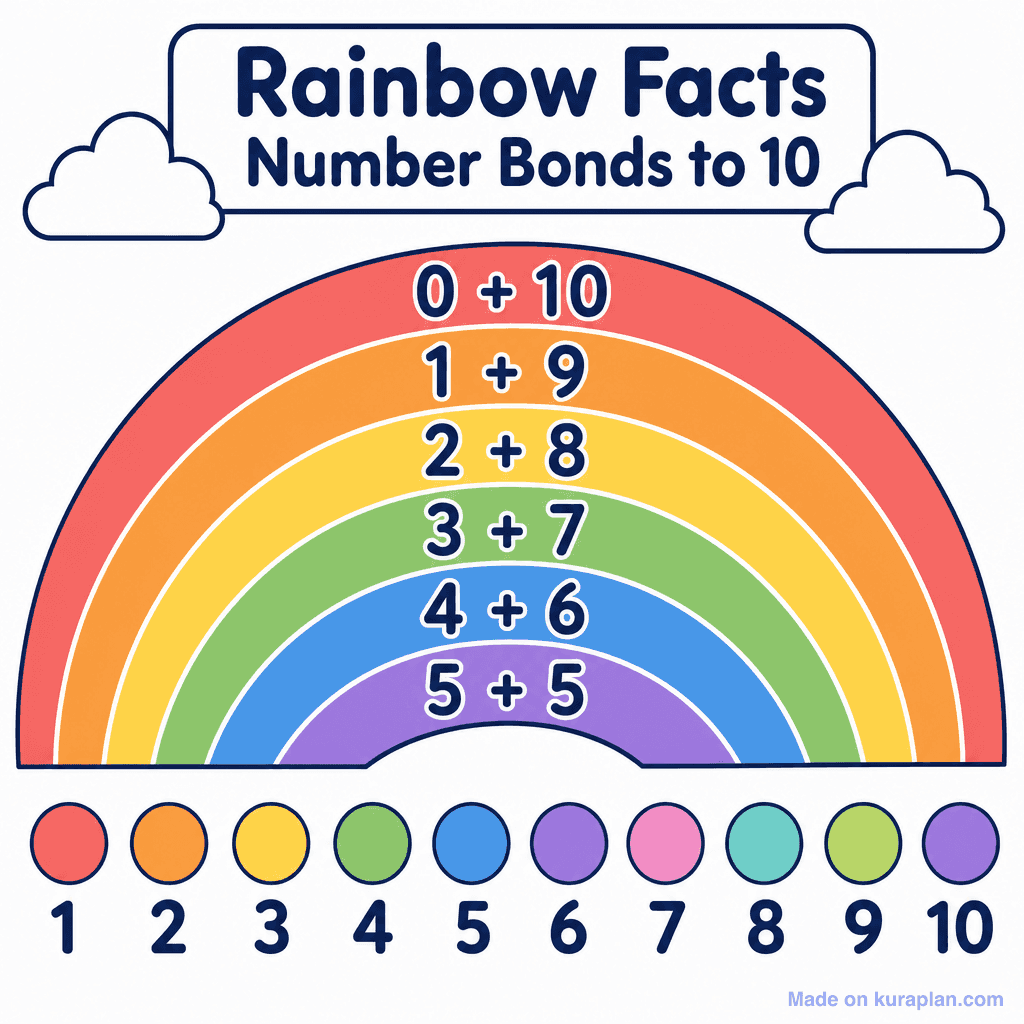 Rainbow Facts – Number Bonds to 10 (simple)