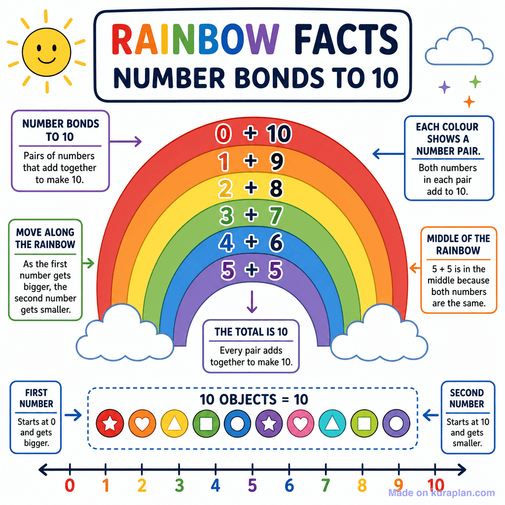 Rainbow Facts – Number Bonds to 10 (detailed)